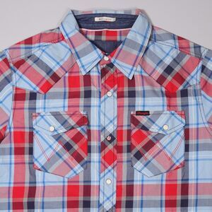 Wrangler Pearl Snap Shirt Men Small Plaid Short Sleeve Spirt of America Selvedge